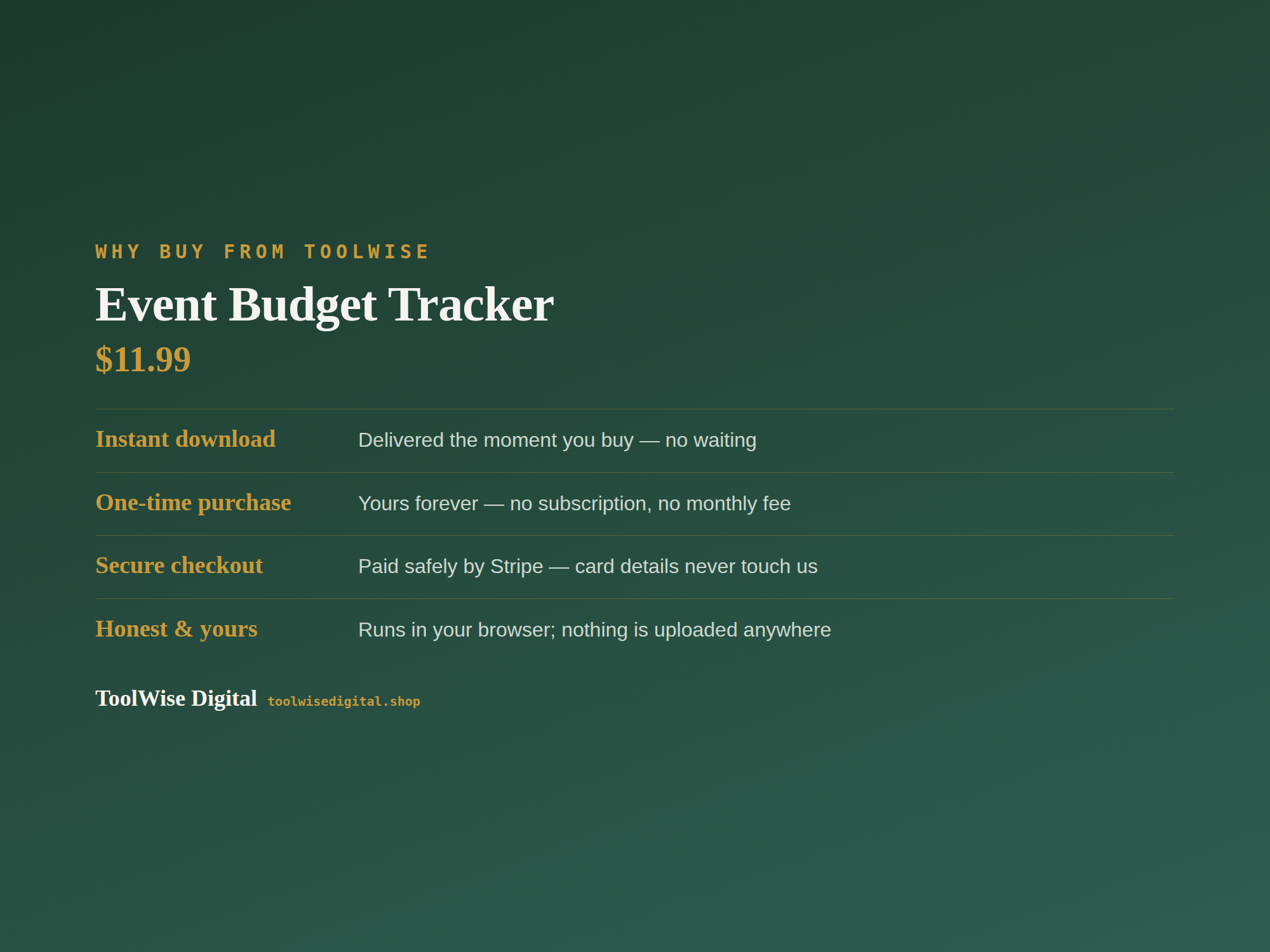 Event Budget Tracker — Google Sheets & Excel spreadsheet by ToolWise Digital — view 8