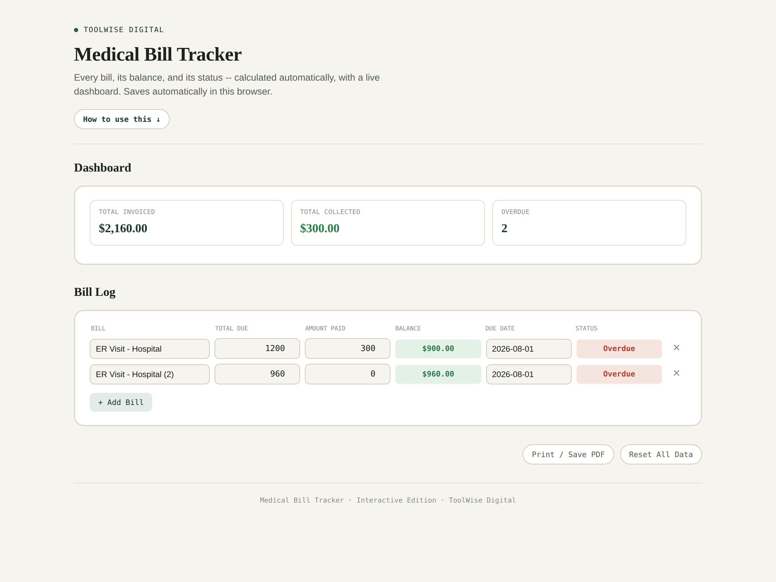 Medical Bill Tracker
