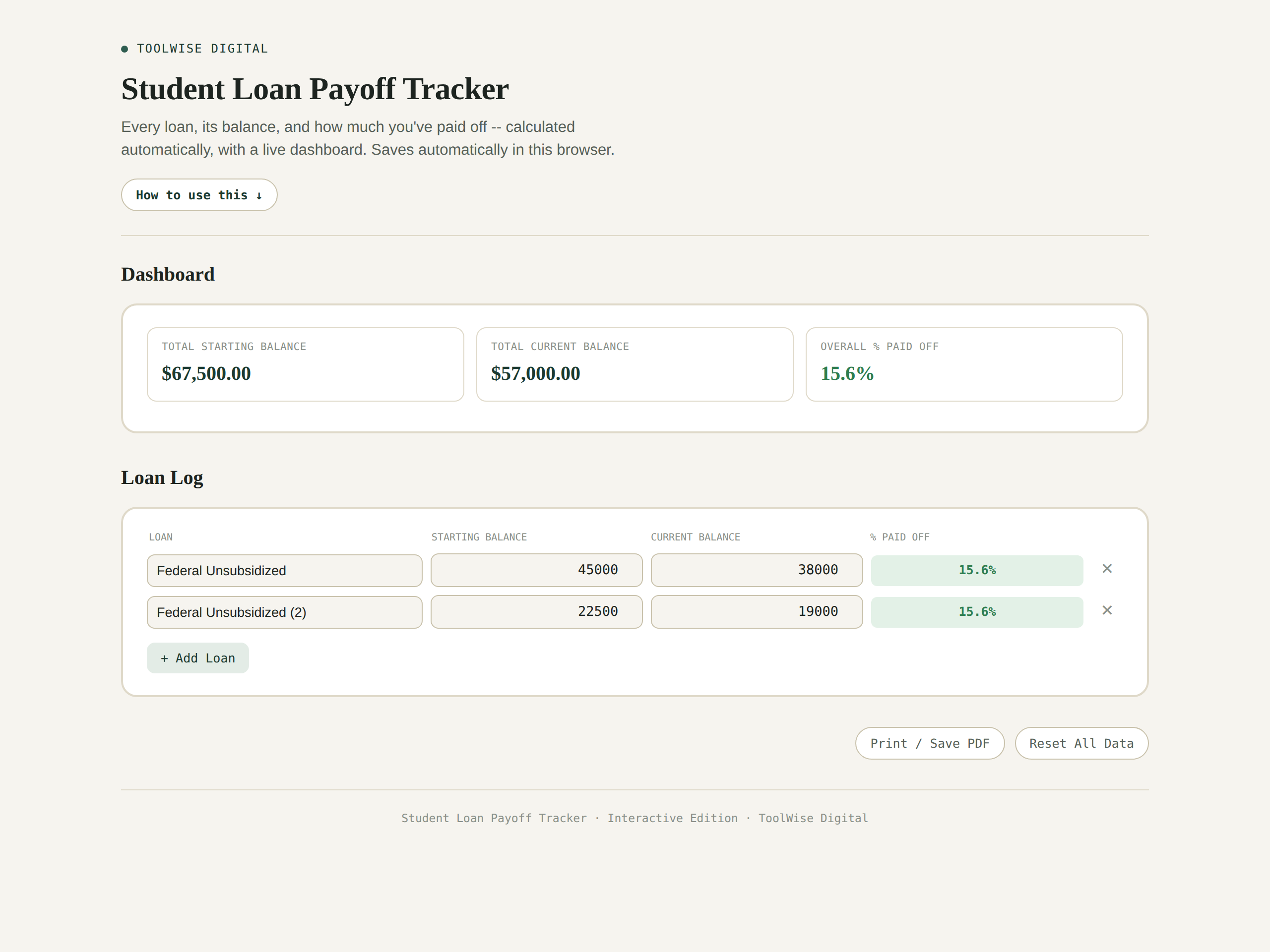 Student Loan Payoff Tracker